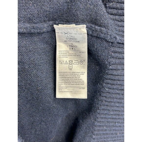 Gap Men's Size Large Tall Navy Blue Rollneck Sweater Classic Wool Blend - Picture 9 of 9